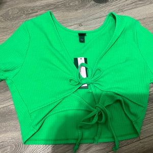 Selling green crop tie top